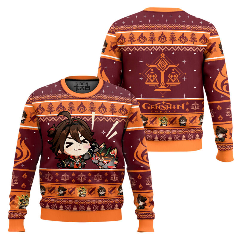 Hooktab Genshin Impact Gaming Ugly Christmas Sweater Hooktab Genshin Impact Gaming Ugly Christmas Sweater