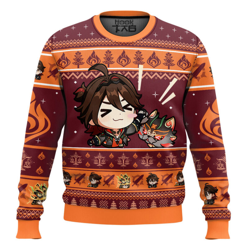 Hooktab Genshin Impact Gaming Ugly Christmas Sweater