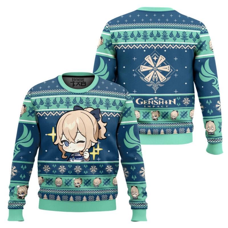 Hooktab Genshin Impact Jean Ugly Christmas Sweater Hooktab Genshin Impact Jean Ugly Christmas Sweater