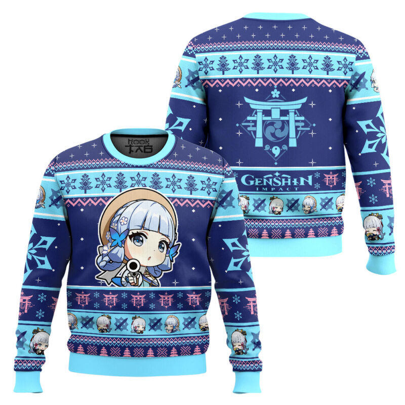 Hooktab Genshin Impact Kamisato Ayaka Ugly Christmas Sweater Hooktab Genshin Impact Kamisato Ayaka Ugly Christmas Sweater