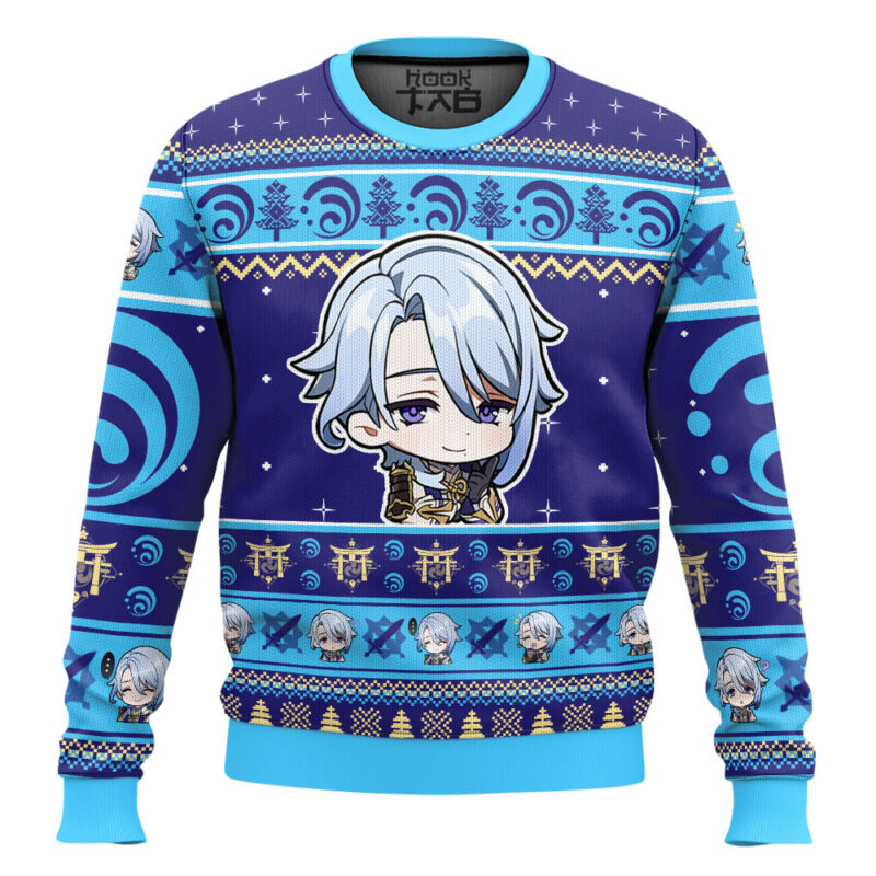 Hooktab Genshin Impact Kamisato Ayato Ugly Christmas Sweater