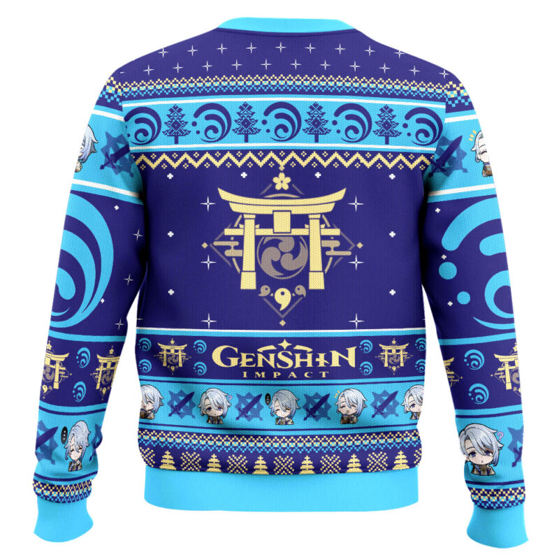 Hooktab Genshin Impact Kamisato Ayato Ugly Christmas Sweater Hooktab Genshin Impact Kamisato Ayato Ugly Christmas Sweater