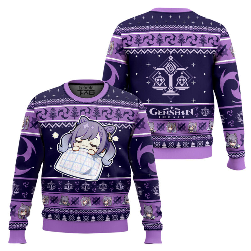 Hooktab Genshin Impact Keqing Ugly Christmas Sweater Hooktab Genshin Impact Keqing Ugly Christmas Sweater