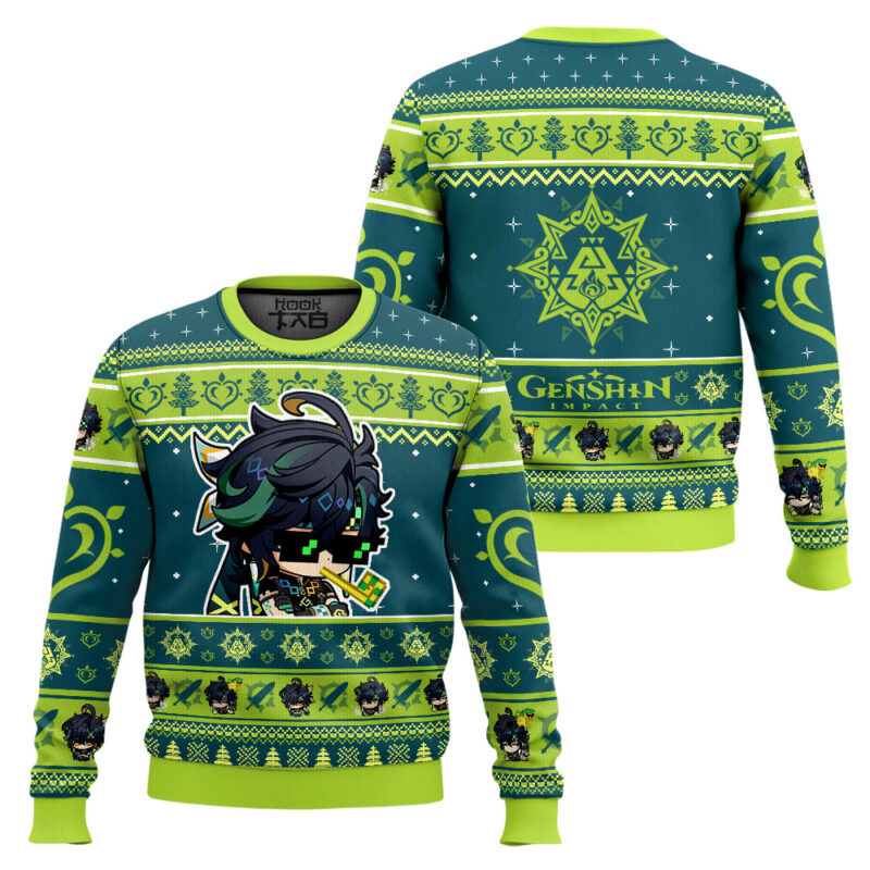 Hooktab Genshin Impact Kinich Ugly Christmas Sweater Hooktab Genshin Impact Kinich Ugly Christmas Sweater