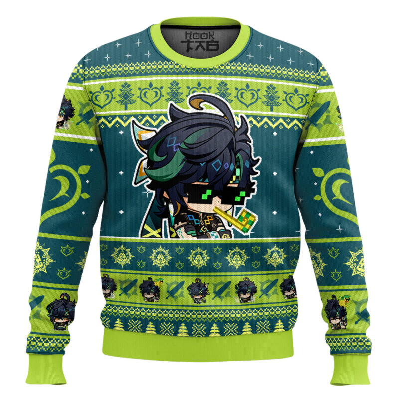 Hooktab Genshin Impact Kinich Ugly Christmas Sweater Hooktab Genshin Impact Kinich Ugly Christmas Sweater