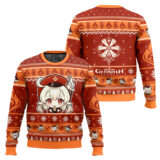 Hooktab Genshin Impact Klee Ugly Christmas Sweater