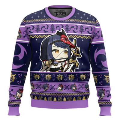 Hooktab Genshin Impact Kujou Sara Ugly Christmas Sweater