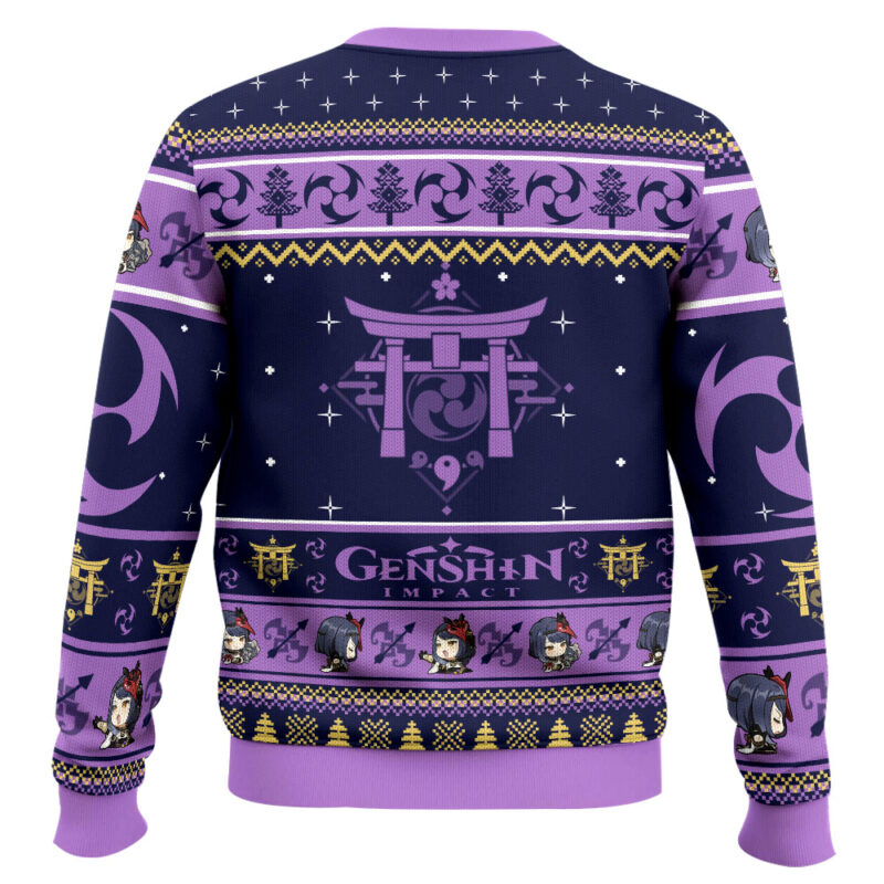 Hooktab Genshin Impact Kujou Sara Ugly Christmas Sweater Hooktab Genshin Impact Kujou Sara Ugly Christmas Sweater