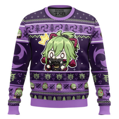 Hooktab Genshin Impact Kuki Shinobu Ugly Christmas Sweater