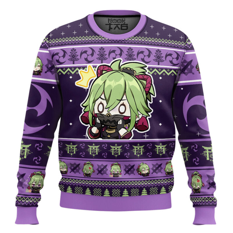Hooktab Genshin Impact Kuki Shinobu Ugly Christmas Sweater
