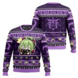 Hooktab Genshin Impact Kuki Shinobu Ugly Christmas Sweater