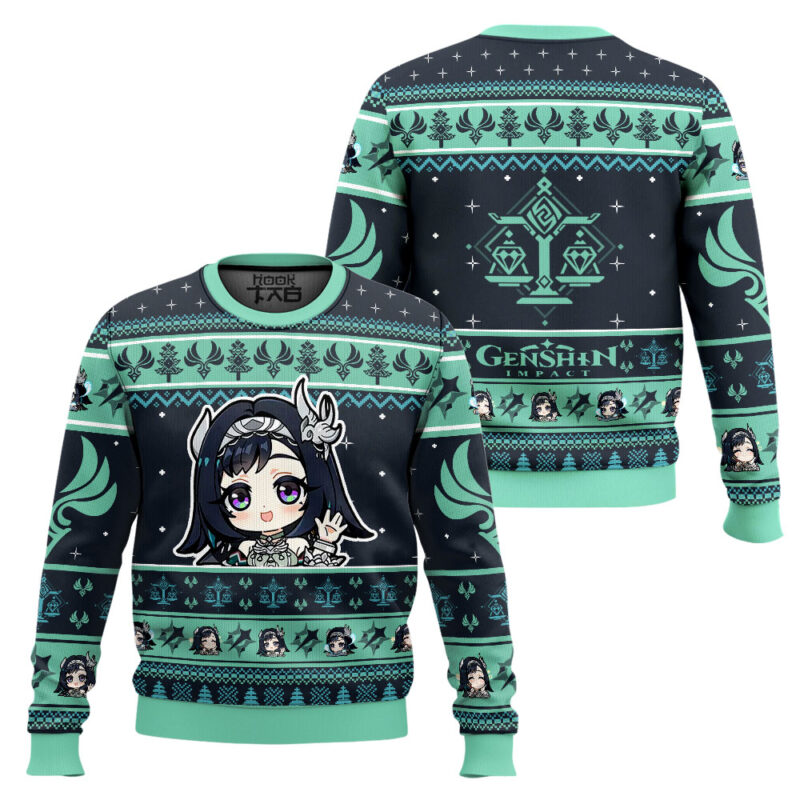 Hooktab Genshin Impact Lan Yan Ugly Christmas Sweater Hooktab Genshin Impact Lan Yan Ugly Christmas Sweater