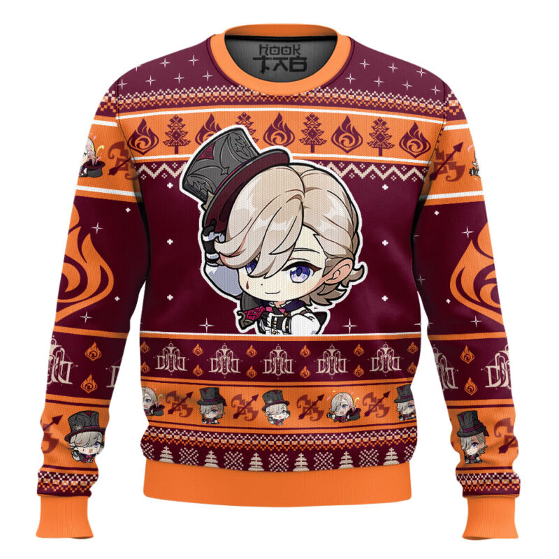 Hooktab Genshin Impact Lyney Ugly Christmas Sweater