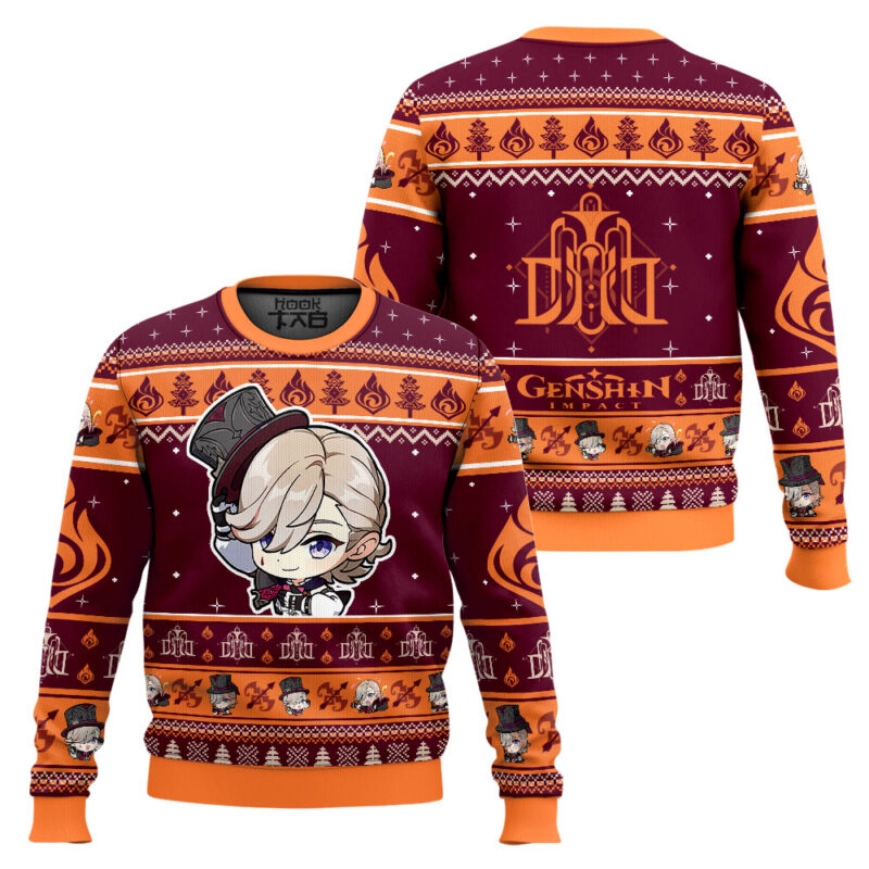 Hooktab Genshin Impact Lyney Ugly Christmas Sweater Hooktab Genshin Impact Lyney Ugly Christmas Sweater