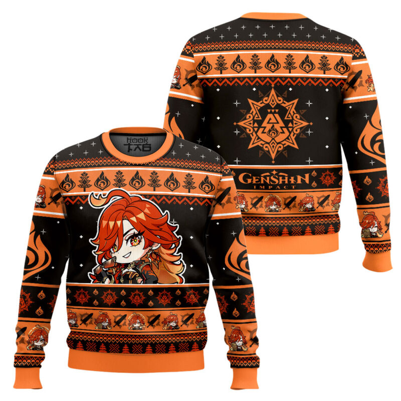 Hooktab Genshin Impact Mavuika Ugly Christmas Sweater Hooktab Genshin Impact Mavuika Ugly Christmas Sweater