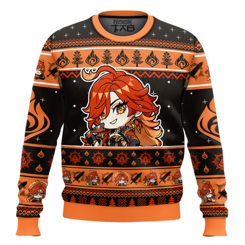 Hooktab Genshin Impact Mavuika Ugly Christmas Sweater