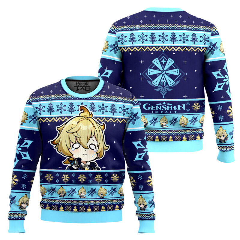 Hooktab Genshin Impact Mika Ugly Christmas Sweater Hooktab Genshin Impact Mika Ugly Christmas Sweater