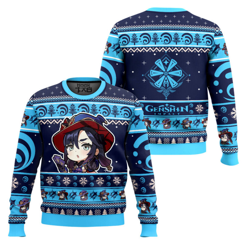 Hooktab Genshin Impact Mona Ugly Christmas Sweater Hooktab Genshin Impact Mona Ugly Christmas Sweater
