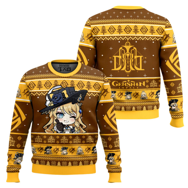 Hooktab Genshin Impact Navia Ugly Christmas Sweater Hooktab Genshin Impact Navia Ugly Christmas Sweater