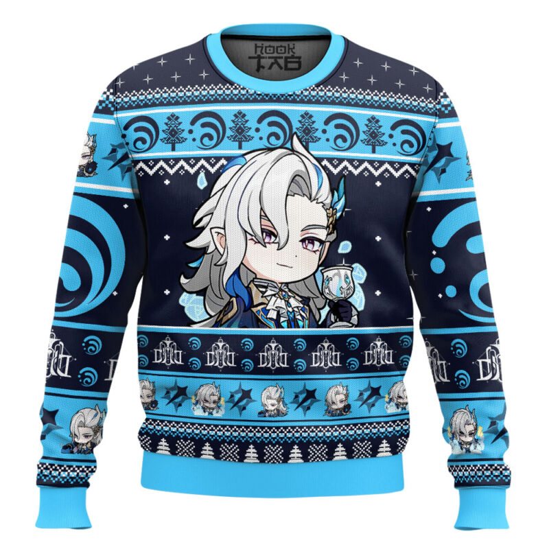 Hooktab Genshin Impact Neuvillette Ugly Christmas Sweater