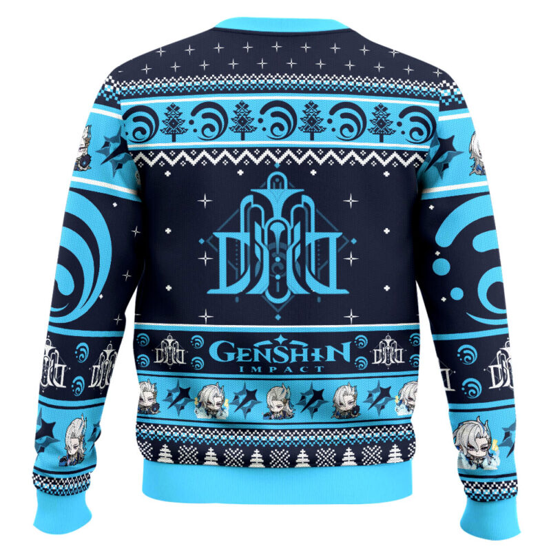 Hooktab Genshin Impact Neuvillette Ugly Christmas Sweater Hooktab Genshin Impact Neuvillette Ugly Christmas Sweater