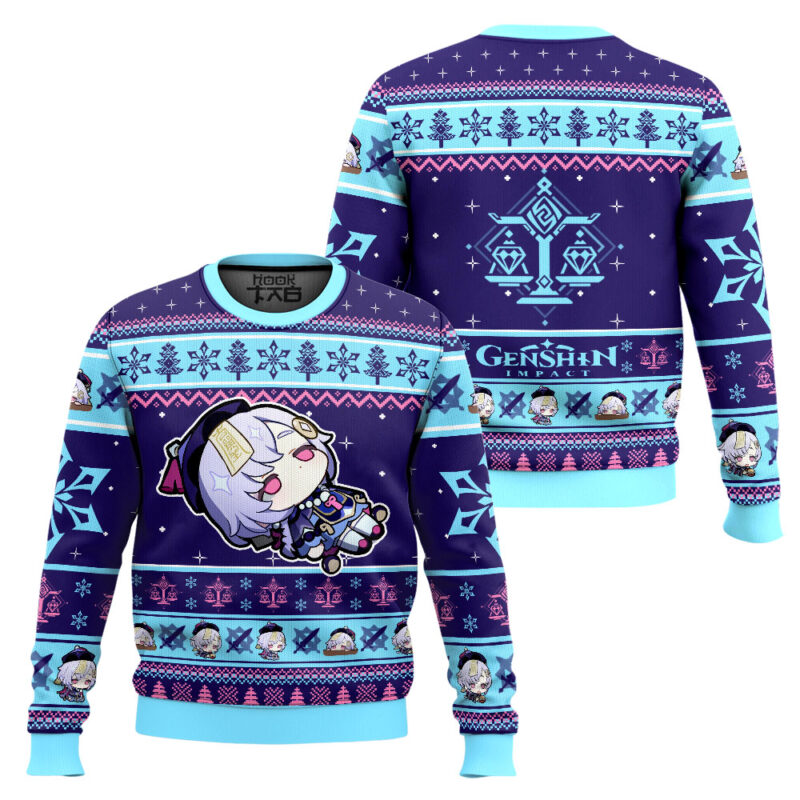 Hooktab Genshin Impact Qiqi Ugly Christmas Sweater Hooktab Genshin Impact Qiqi Ugly Christmas Sweater
