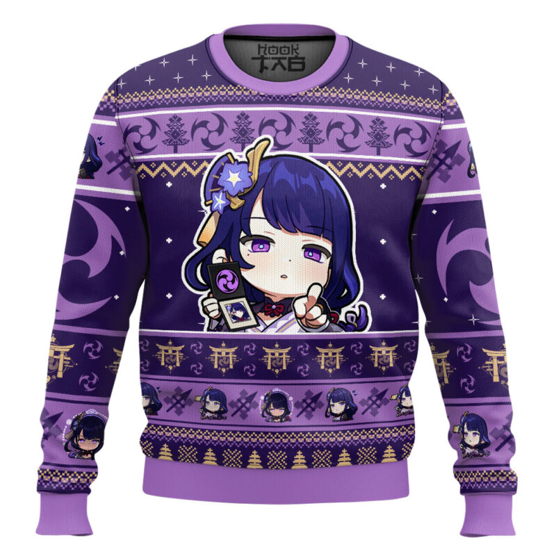 Hooktab Genshin Impact Raiden Shogun Ugly Christmas Sweater