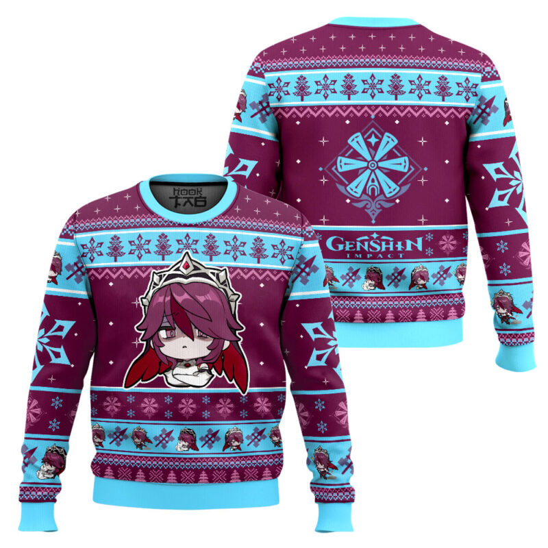 Hooktab Genshin Impact Rosaria Ugly Christmas Sweater Hooktab Genshin Impact Rosaria Ugly Christmas Sweater