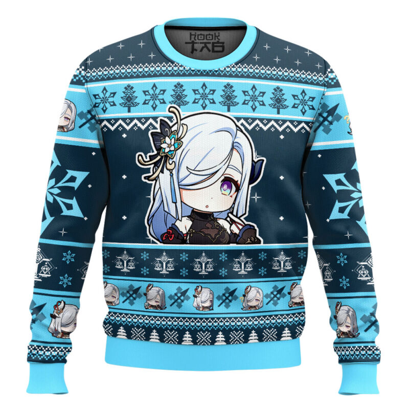Hooktab Genshin Impact Shenhe Ugly Christmas Sweater