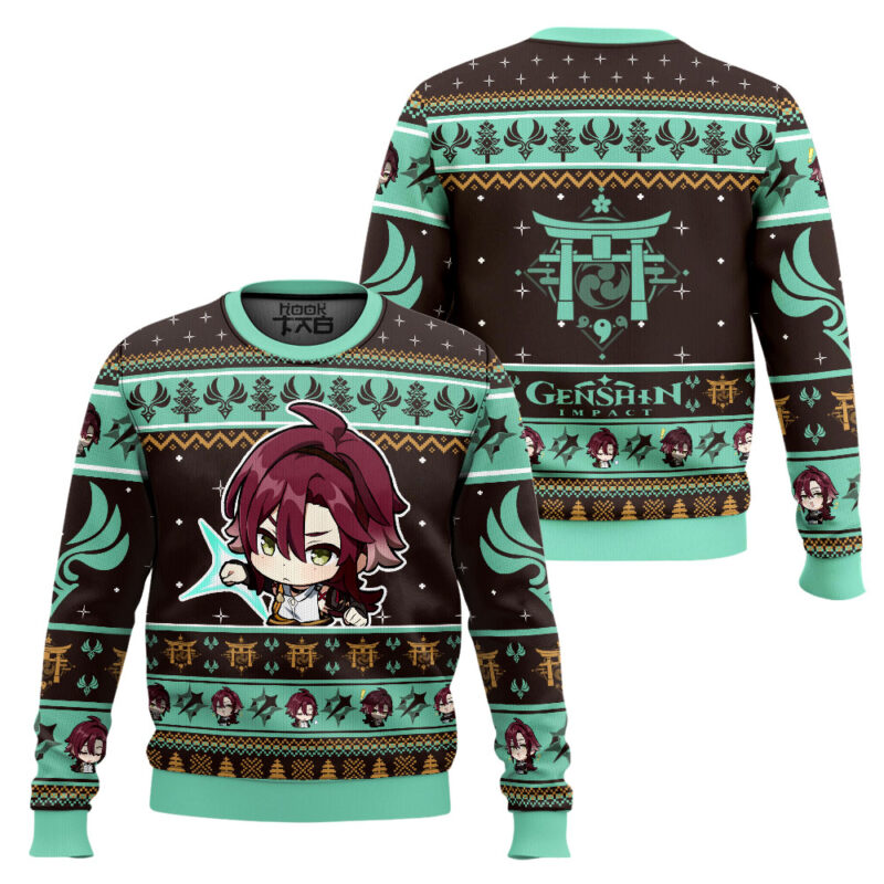 Hooktab Genshin Impact Shikanoin Heizou Ugly Christmas Sweater Hooktab Genshin Impact Shikanoin Heizou Ugly Christmas Sweater