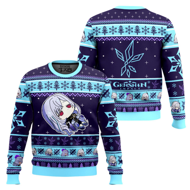 Hooktab Genshin Impact Skirk Ugly Christmas Sweater Hooktab Genshin Impact Skirk Ugly Christmas Sweater