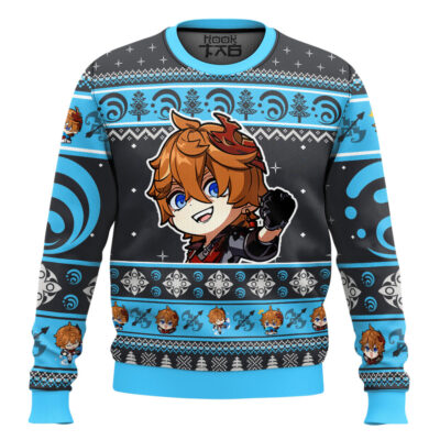 Hooktab Genshin Impact Tartaglia Ugly Christmas Sweater