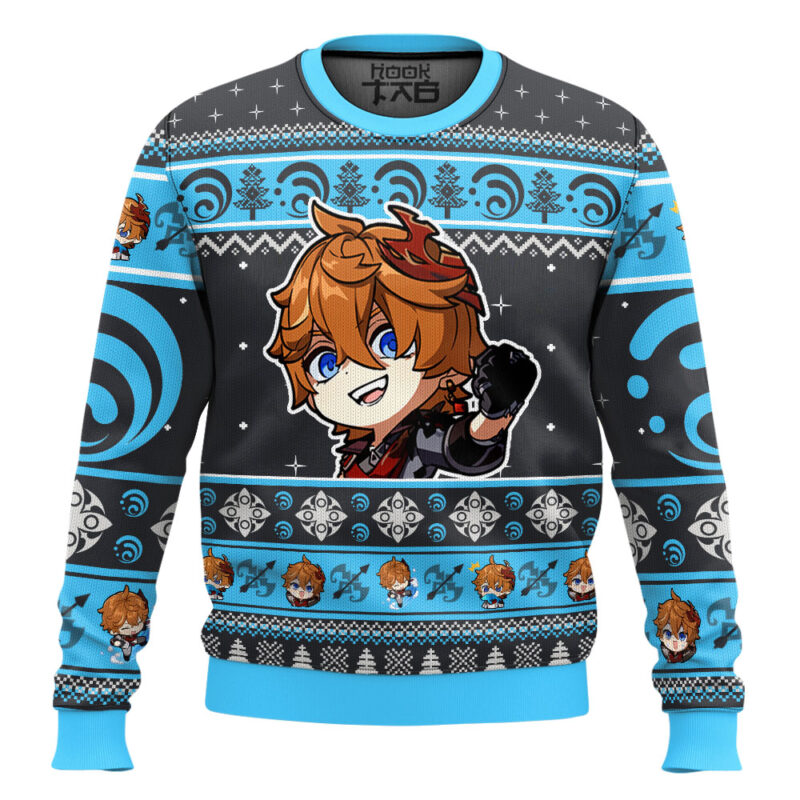 Hooktab Genshin Impact Tartaglia Ugly Christmas Sweater