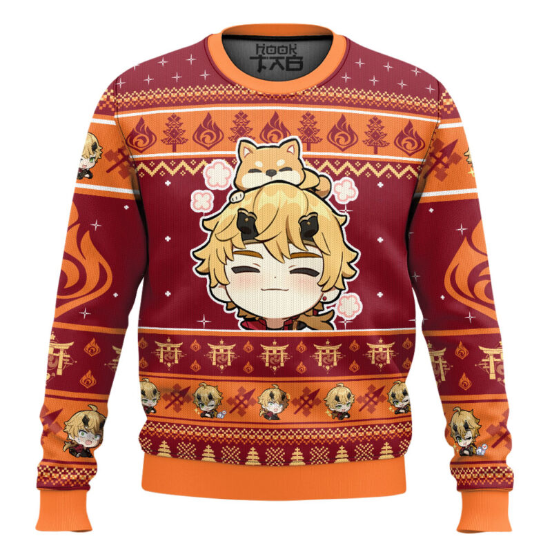 Hooktab Genshin Impact Thoma Ugly Christmas Sweater