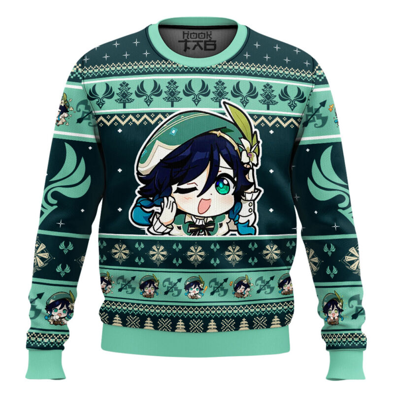 Hooktab Genshin Impact Venti Ugly Christmas Sweater