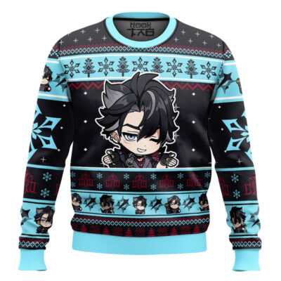 Hooktab Genshin Impact Wriothesley Ugly Christmas Sweater