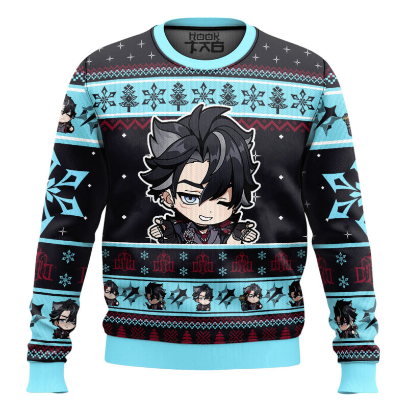 Hooktab Genshin Impact Wriothesley Ugly Christmas Sweater
