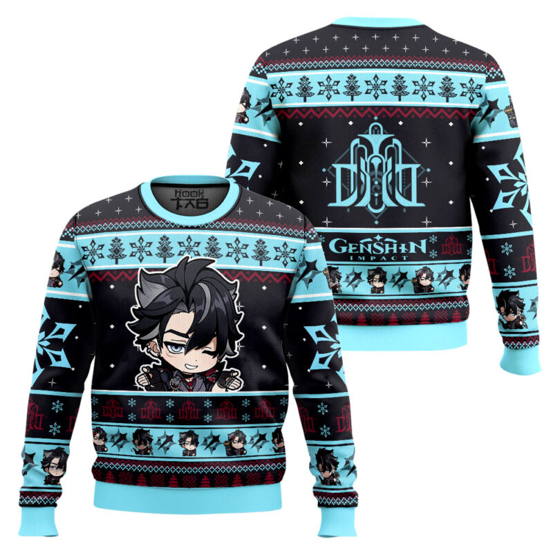 Hooktab Genshin Impact Wriothesley Ugly Christmas Sweater Hooktab Genshin Impact Wriothesley Ugly Christmas Sweater