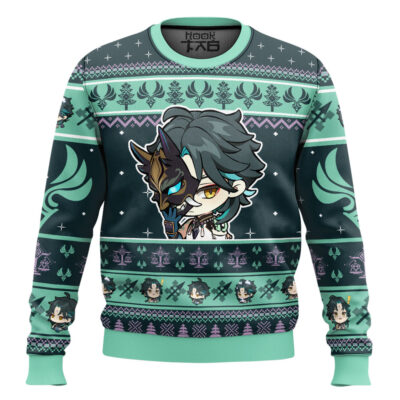 Hooktab Genshin Impact Xiao Ugly Christmas Sweater