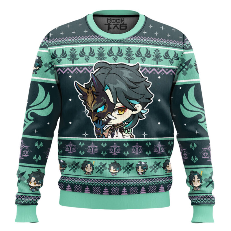 Hooktab Genshin Impact Xiao Ugly Christmas Sweater