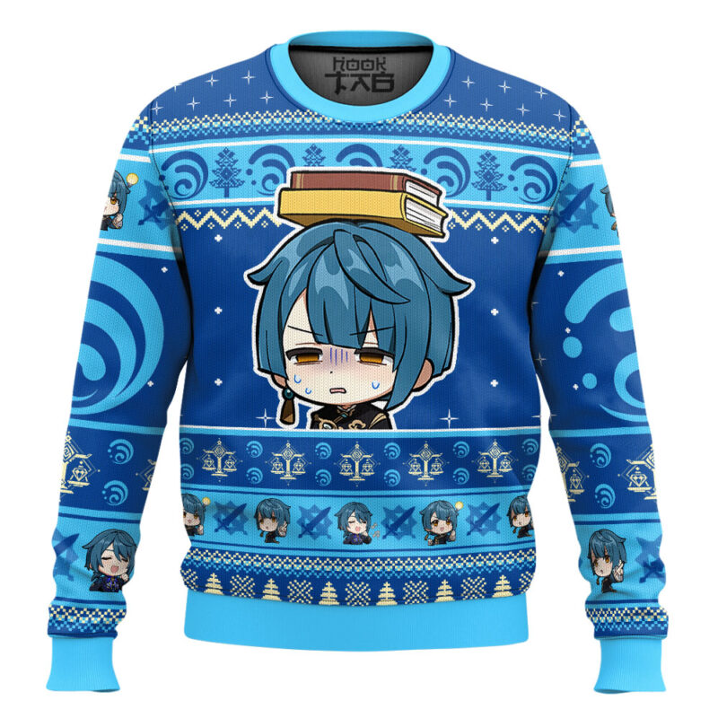 Hooktab Genshin Impact Xingqiu Ugly Christmas Sweater Hooktab Genshin Impact Xingqiu Ugly Christmas Sweater