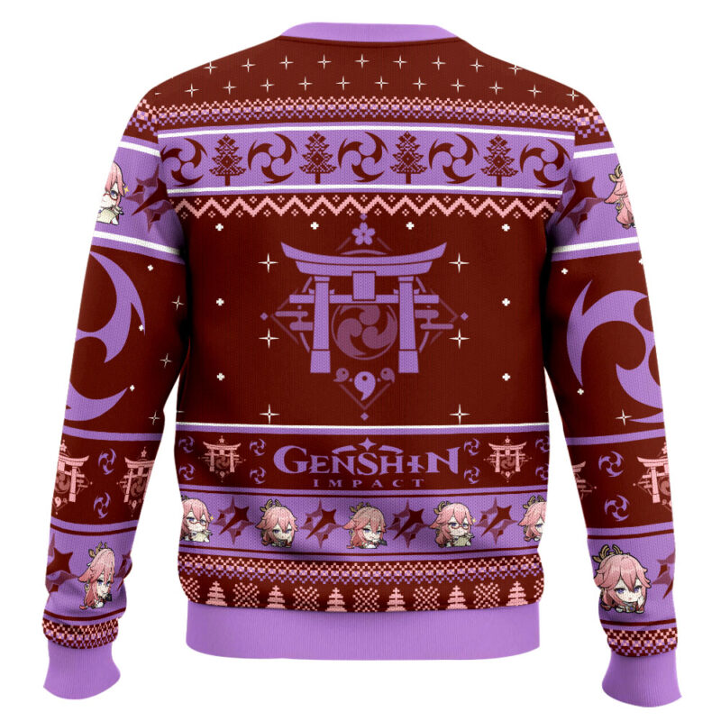 Hooktab Genshin Impact Yae Miko Ugly Christmas Sweater Hooktab Genshin Impact Yae Miko Ugly Christmas Sweater