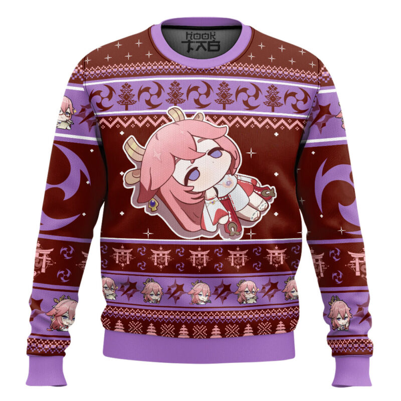 Hooktab Genshin Impact Yae Miko Ugly Christmas Sweater