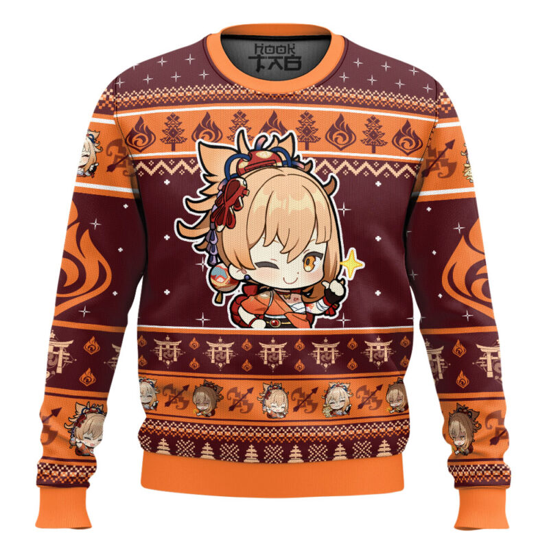 Hooktab Genshin Impact Yoimiya Ugly Christmas Sweater