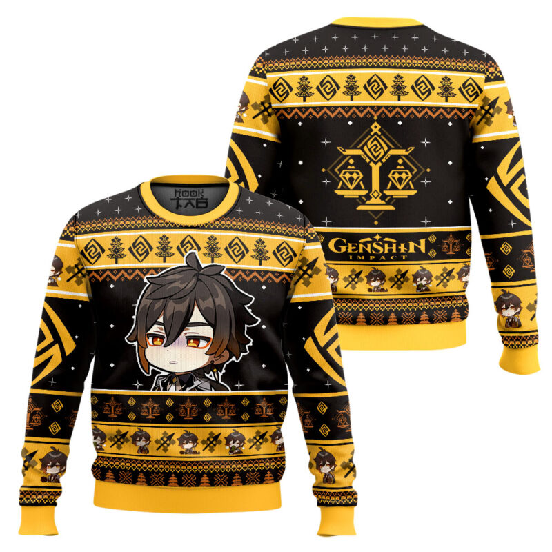 Hooktab Genshin Impact Zhongli Ugly Christmas Sweater Hooktab Genshin Impact Zhongli Ugly Christmas Sweater