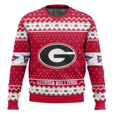 Hooktab Georgia Bulldogs - Custom Name And Number Ugly Christmas Sweater