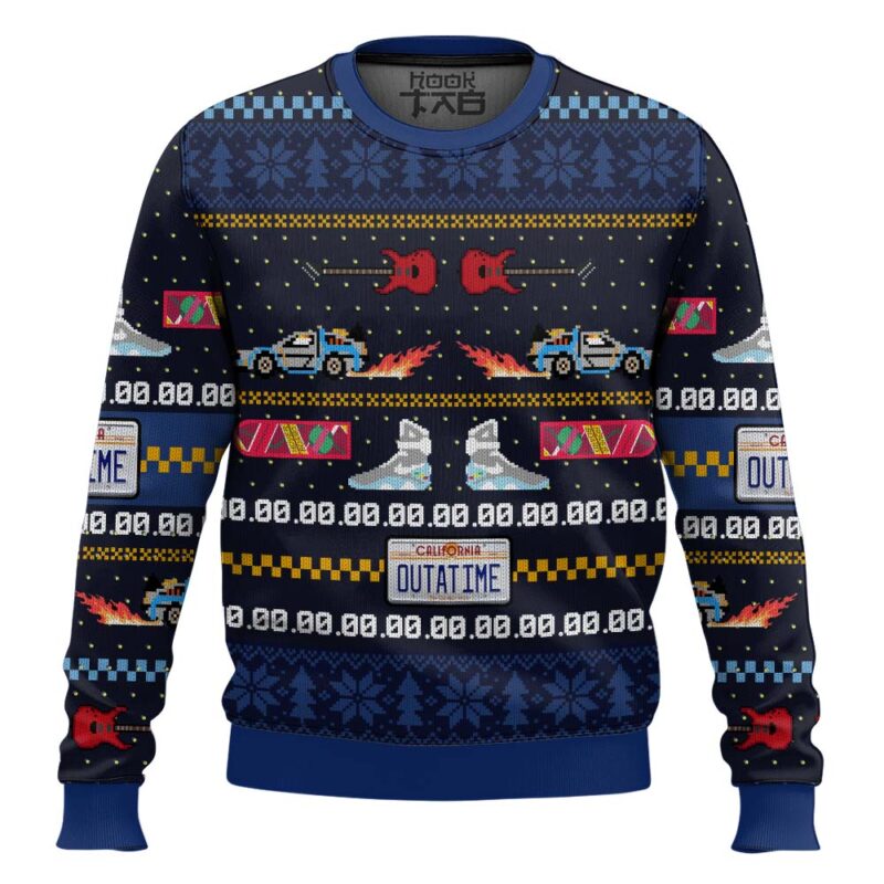 Hooktab Get Back In Time For Christmas Back To The Future Ugly Christmas Sweater