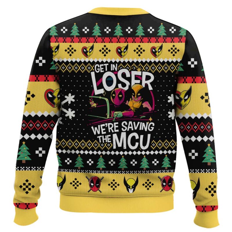Hooktab Get In Loser Besties Deadpool & Wolverine Ugly Christmas Sweater Hooktab Get In Loser Besties Deadpool & Wolverine Ugly Christmas Sweater