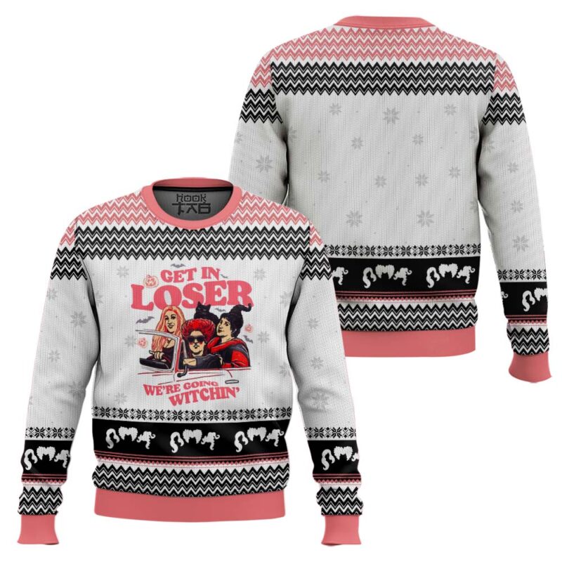 Hooktab Get In Loser Hocus Pocus Ugly Christmas Sweater Hooktab Get In Loser Hocus Pocus Ugly Christmas Sweater