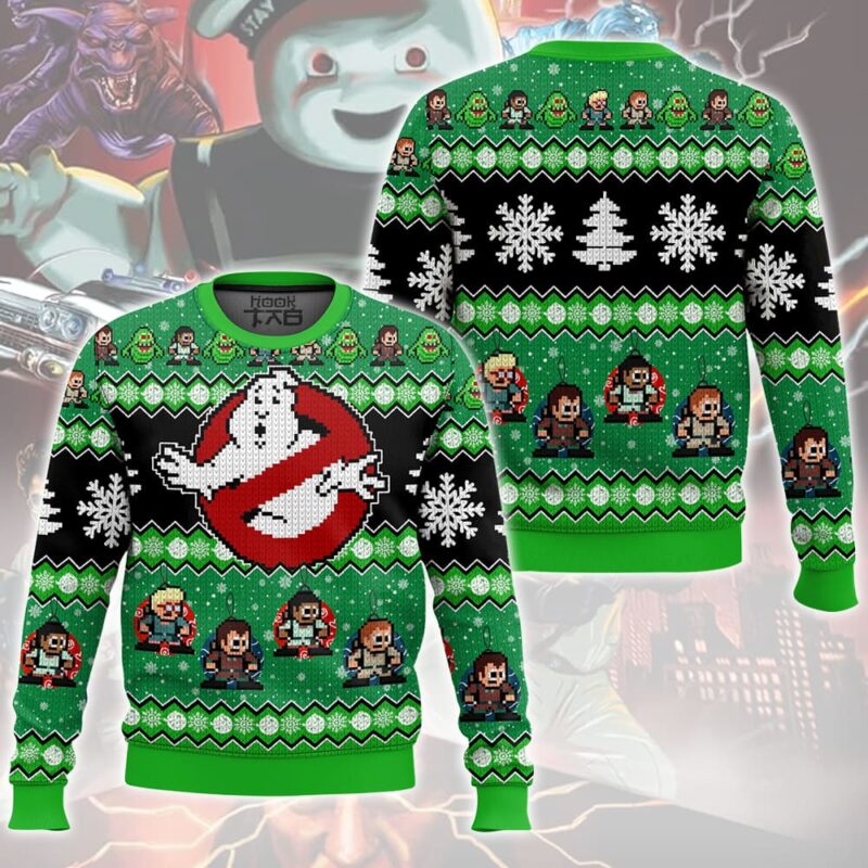 Hooktab Ghost Is Banned Ghostbusters Ugly Christmas Sweater Hooktab Ghost Is Banned Ghostbusters Ugly Christmas Sweater